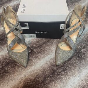 Nine West Glittering Silver Heels